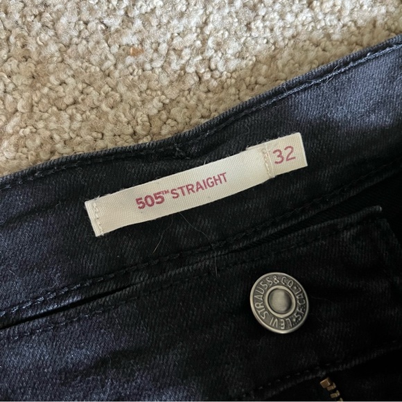 Levi 505 Straight Black Jean 14L W32 L34 - Picture 4 of 8